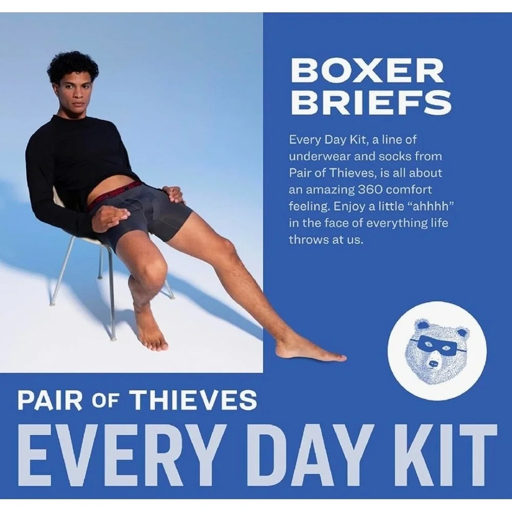 Pair of Thieves Men Every Day Kit Boxer Briefs 8 Pack Blue Grey L